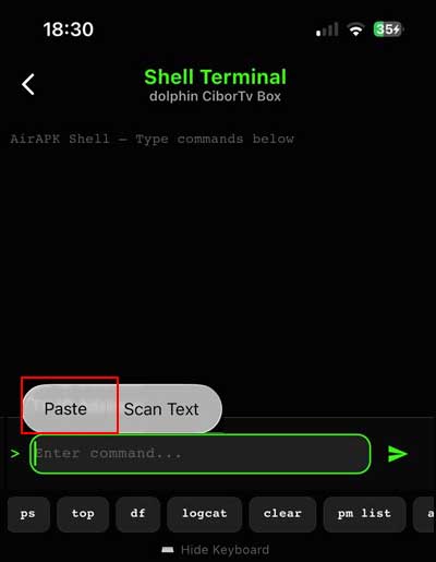 airapk past shell copied command