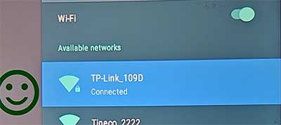 CiborTV wifi connected menu item
